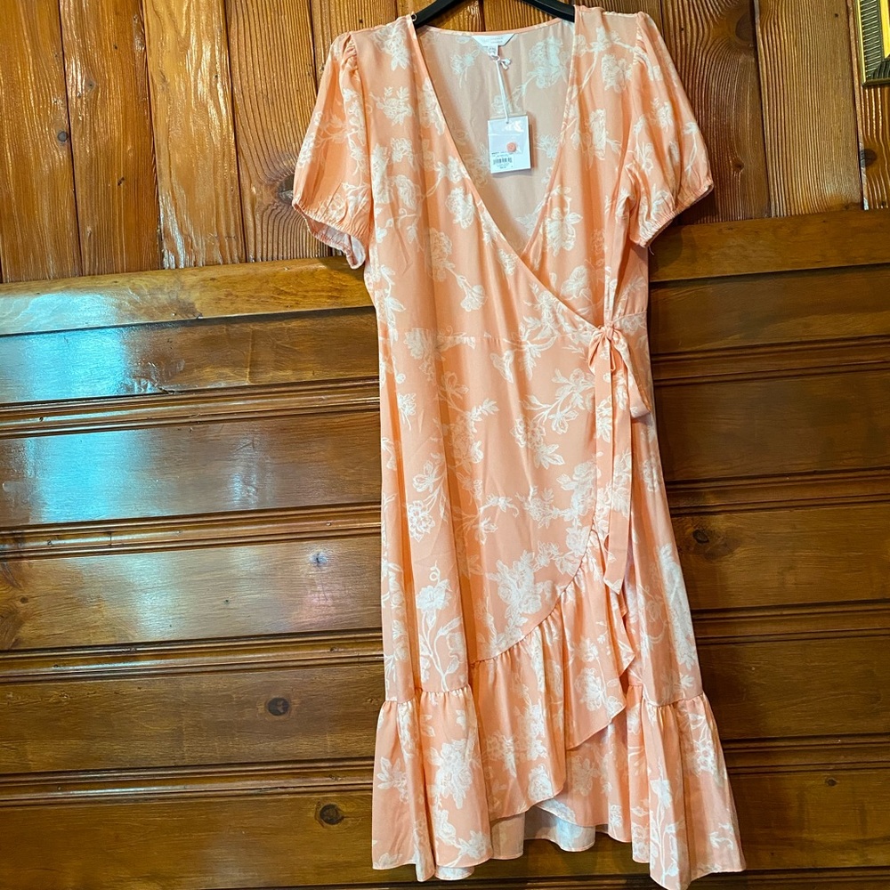 Lauren Conrad Midi Wrap Dress Peach